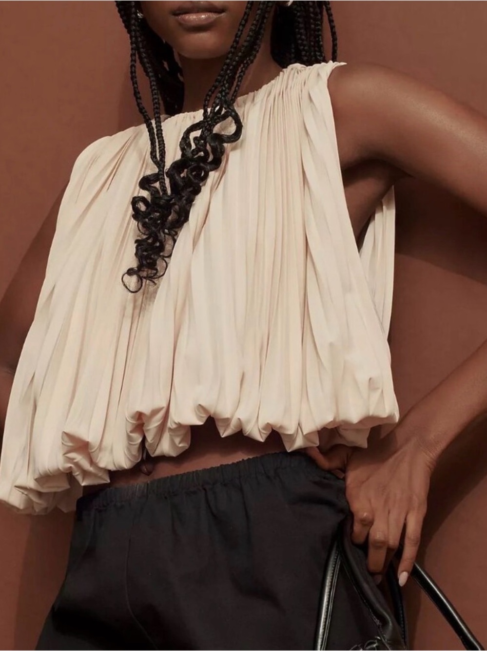 Anthropology, Mare Mare, Sleeveless, Bubble Hem, Pleated Top - Large